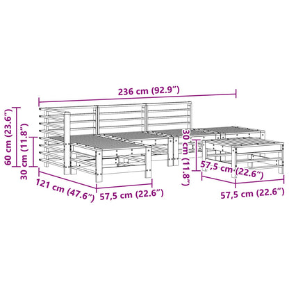 vidaXL Garden Lounge Set 5 pcs Wax Brown Solid Pine Wood