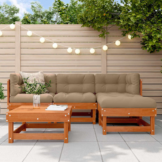 vidaXL Garden Lounge Set 5 pcs Wax Brown Solid Pine Wood