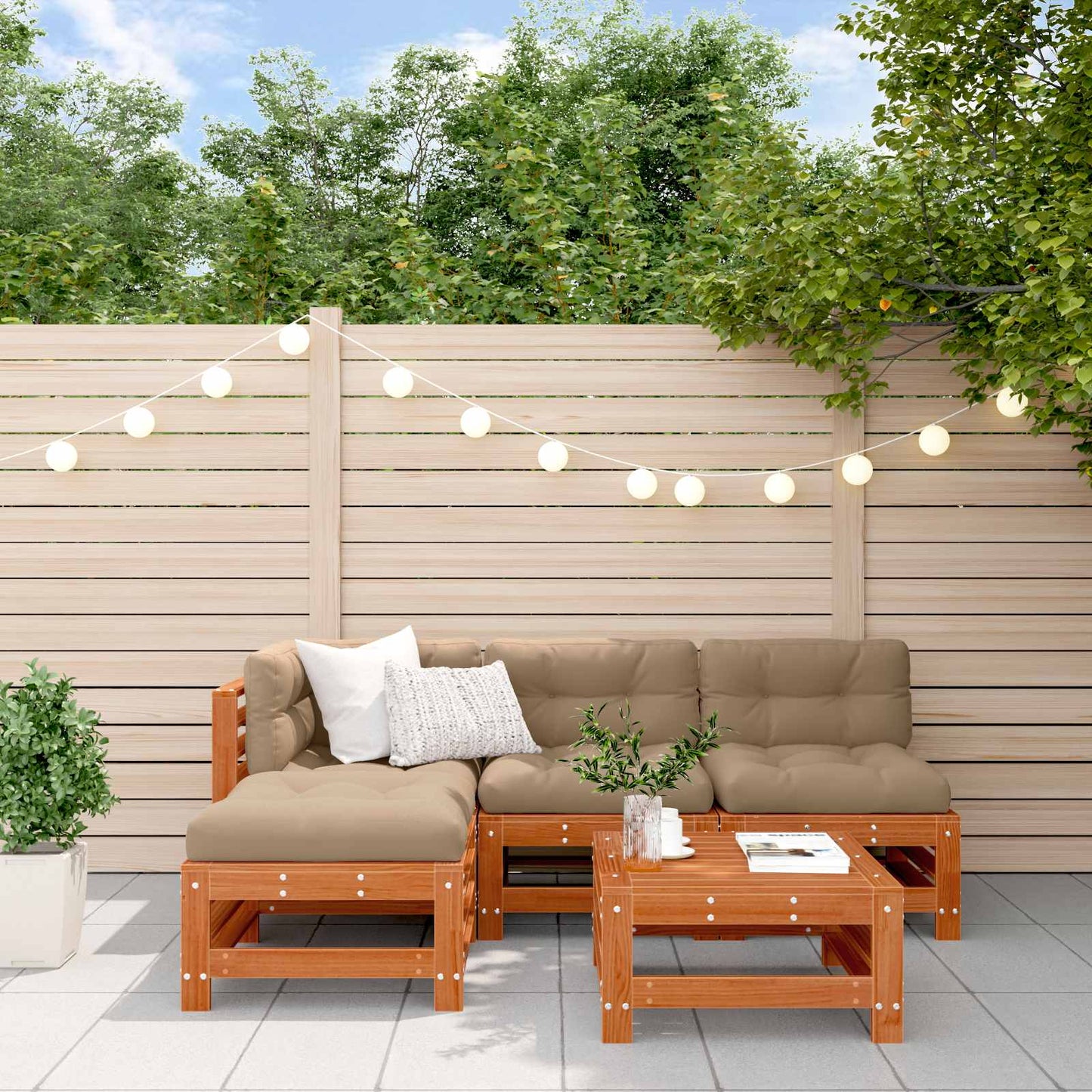 vidaXL Garden Lounge Set 5 pcs Wax Brown Solid Pine Wood