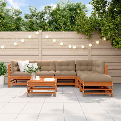vidaXL Garden Lounge Set 7 pcs Wax Brown Solid Pine Wood