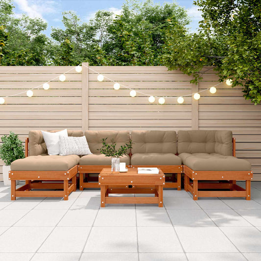 vidaXL Garden Lounge Set 7 pcs Wax Brown Solid Pine Wood