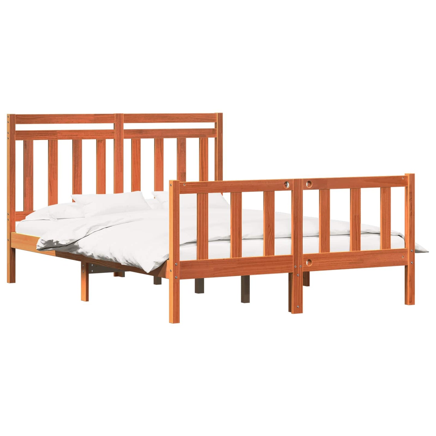 vidaXL Bed Frame Wax Brown 205.5 x 155.5 x 100 cm Solid Pine Wood