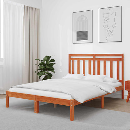 vidaXL Bed Frame Wax Brown 205.5 x 145.5 x 100 cm Solid Pine Wood
