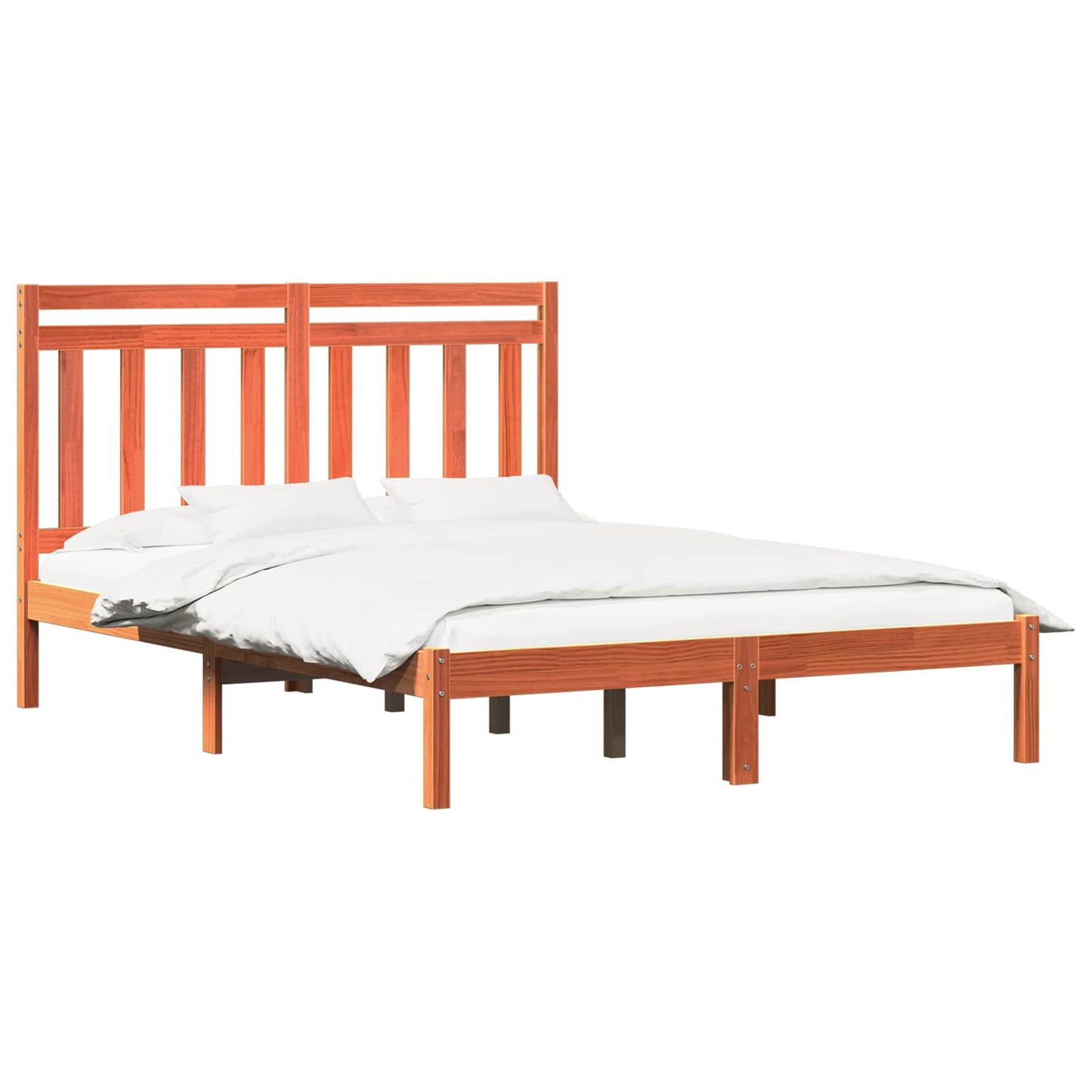 vidaXL Bed Frame Wax Brown 205.5 x 145.5 x 100 cm Solid Pine Wood