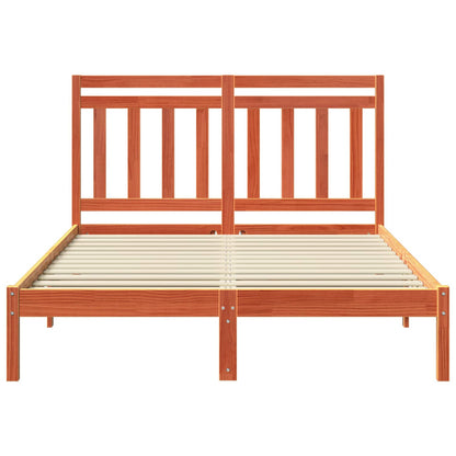 vidaXL Bed Frame Wax Brown 205.5 x 145.5 x 100 cm Solid Pine Wood