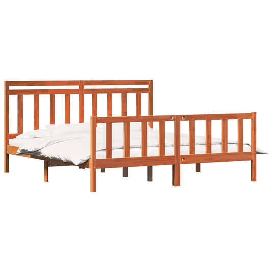 vidaXL Bed Frame with Headboard 2 pcs Wax Brown 205.5 x 185.5 x 100 cm
