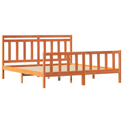 vidaXL Bed Frame with Headboard 2 pcs Wax Brown 205.5 x 185.5 x 100 cm