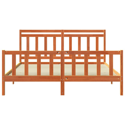 vidaXL Bed Frame with Headboard 2 pcs Wax Brown 205.5 x 185.5 x 100 cm