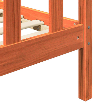 vidaXL Bed Frame Wax Brown 205.5 x 165.5 x 100 cm Solid Pine Wood