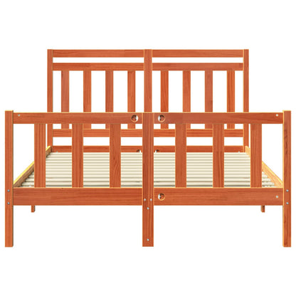 vidaXL Bed Frame Wax Brown 205.5 x 165.5 x 100 cm Solid Pine Wood
