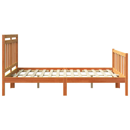 vidaXL Bed Frame Wax Brown 205.5 x 165.5 x 100 cm Solid Pine Wood