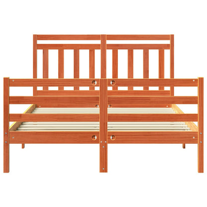 vidaXL Bed Frame with Headboard Wax Brown 140 x 200 cm