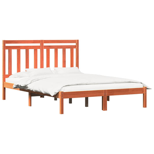 vidaXL Bed Frame Wax Brown 205.5 x 155.5 x 100 cm Solid Pine Wood