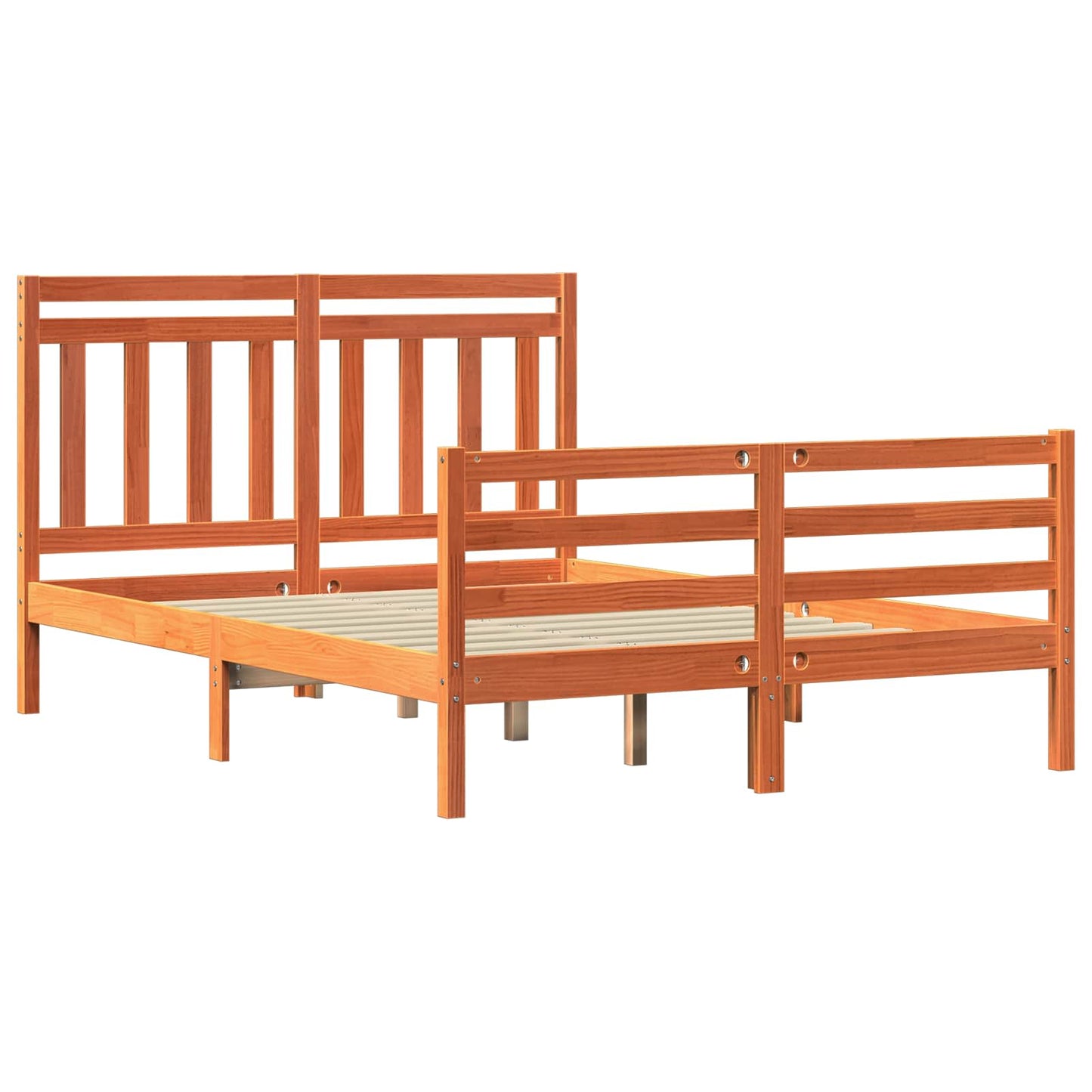 vidaXL Bed Frame with Headboard Wax Brown 140 x 188 cm