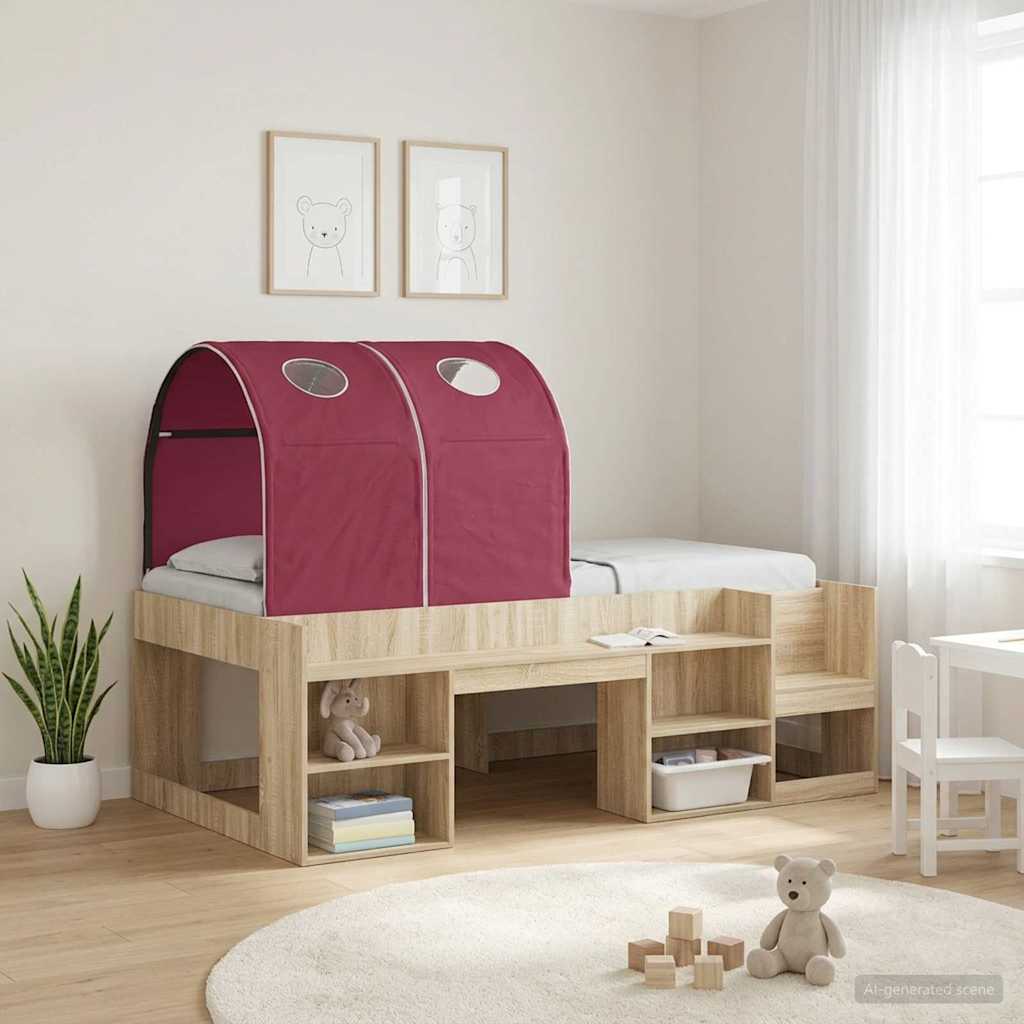 vidaXL Bed Tunnel 2 pcs Red 211 x 52.5 x 2 cm Polyester