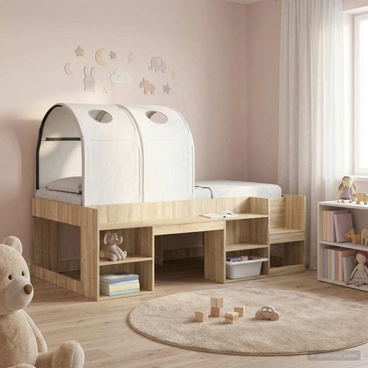 vidaXL Bed Tunnel for Kids Loft Bed 2 pcs White Polyester