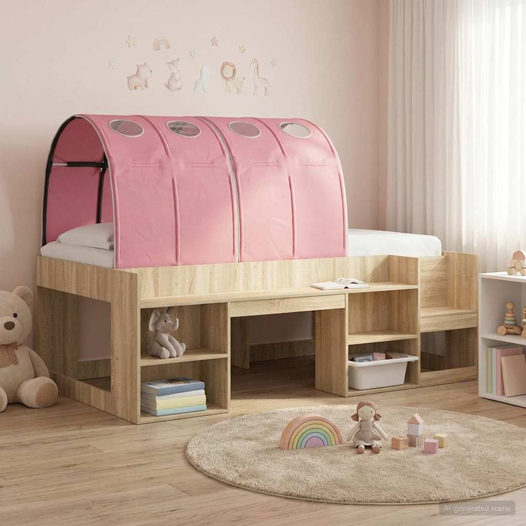 vidaXL Bed Tunnel 2 pcs Pink 211 x 67.5 x 2 cm Polyester