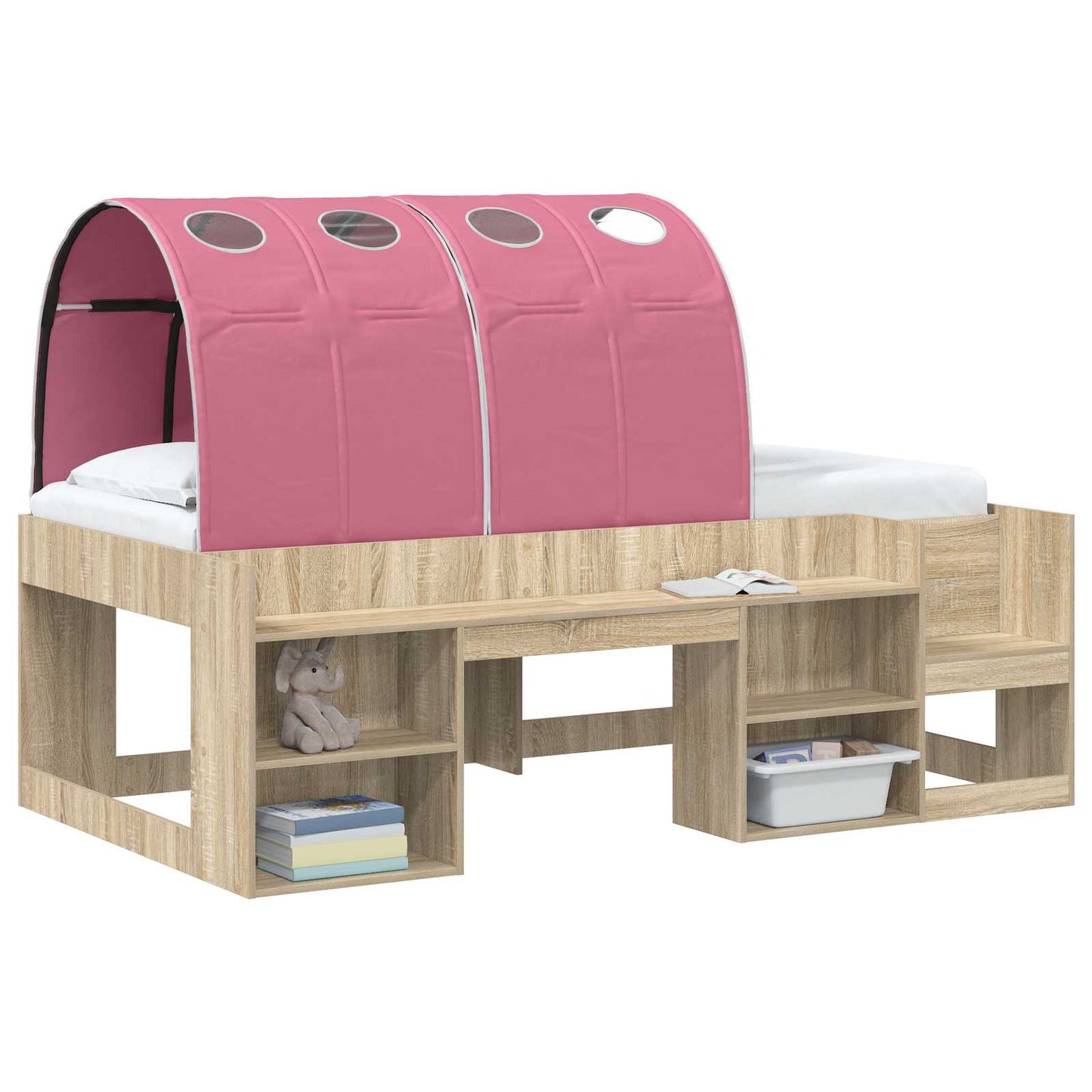 vidaXL Bed Tunnel 2 pcs Pink 211 x 67.5 x 2 cm Polyester