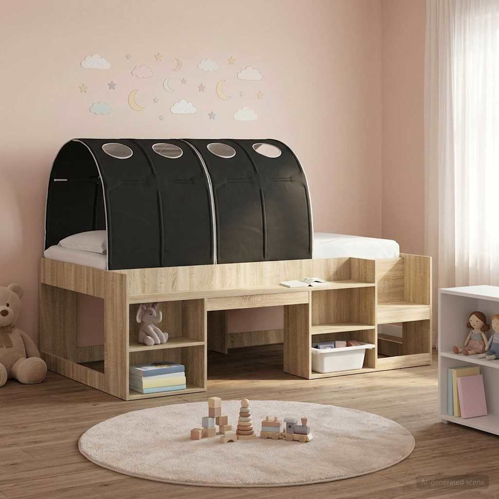 vidaXL Bed Tunnel 2 pcs Black 211 x 67.5 x 2 cm Polyester