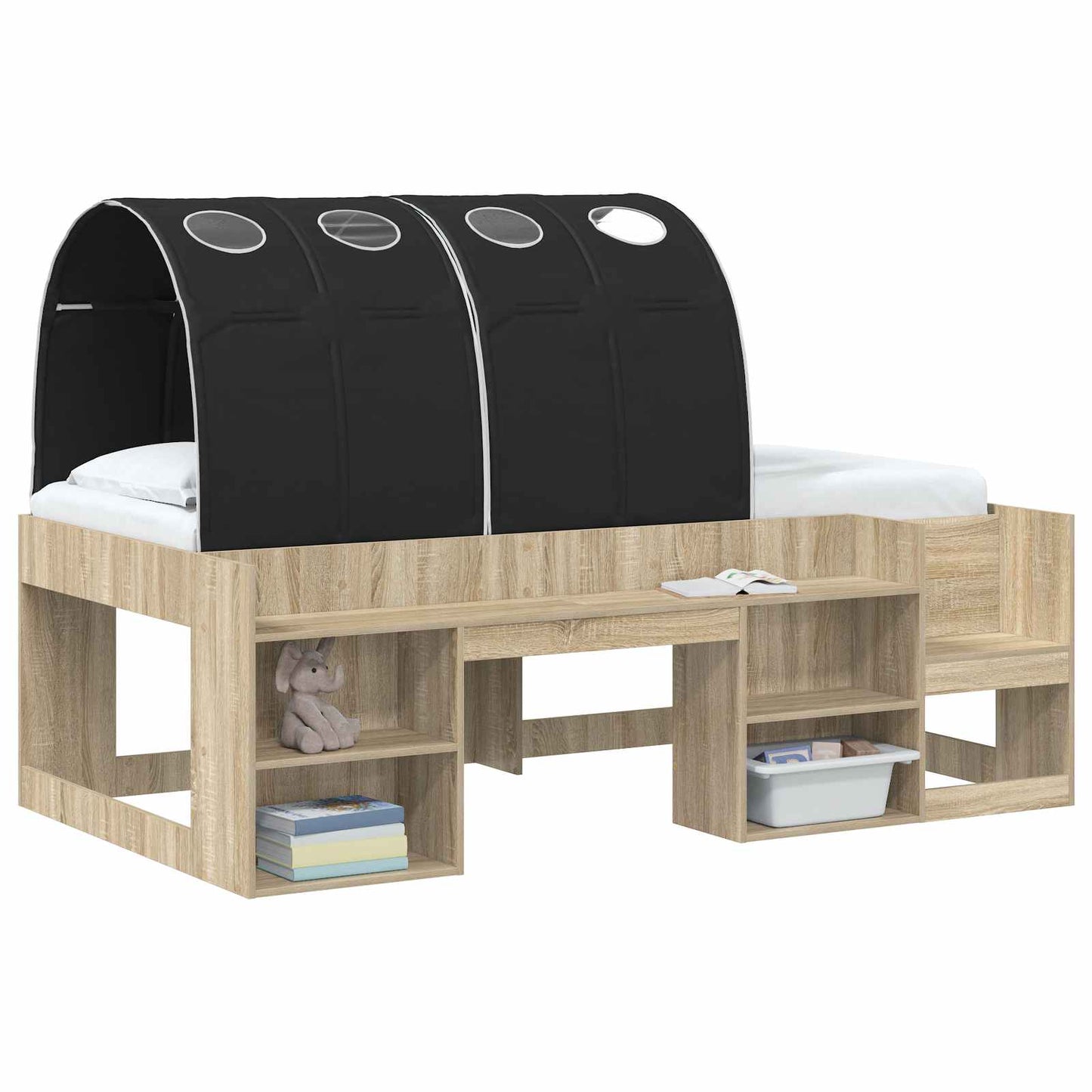 vidaXL Bed Tunnel 2 pcs Black 211 x 67.5 x 2 cm Polyester