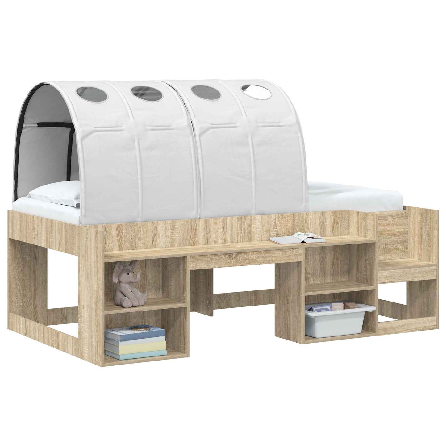 vidaXL Bed Tunnel 2 pcs White 211 x 67.5 x 2 cm Polyester