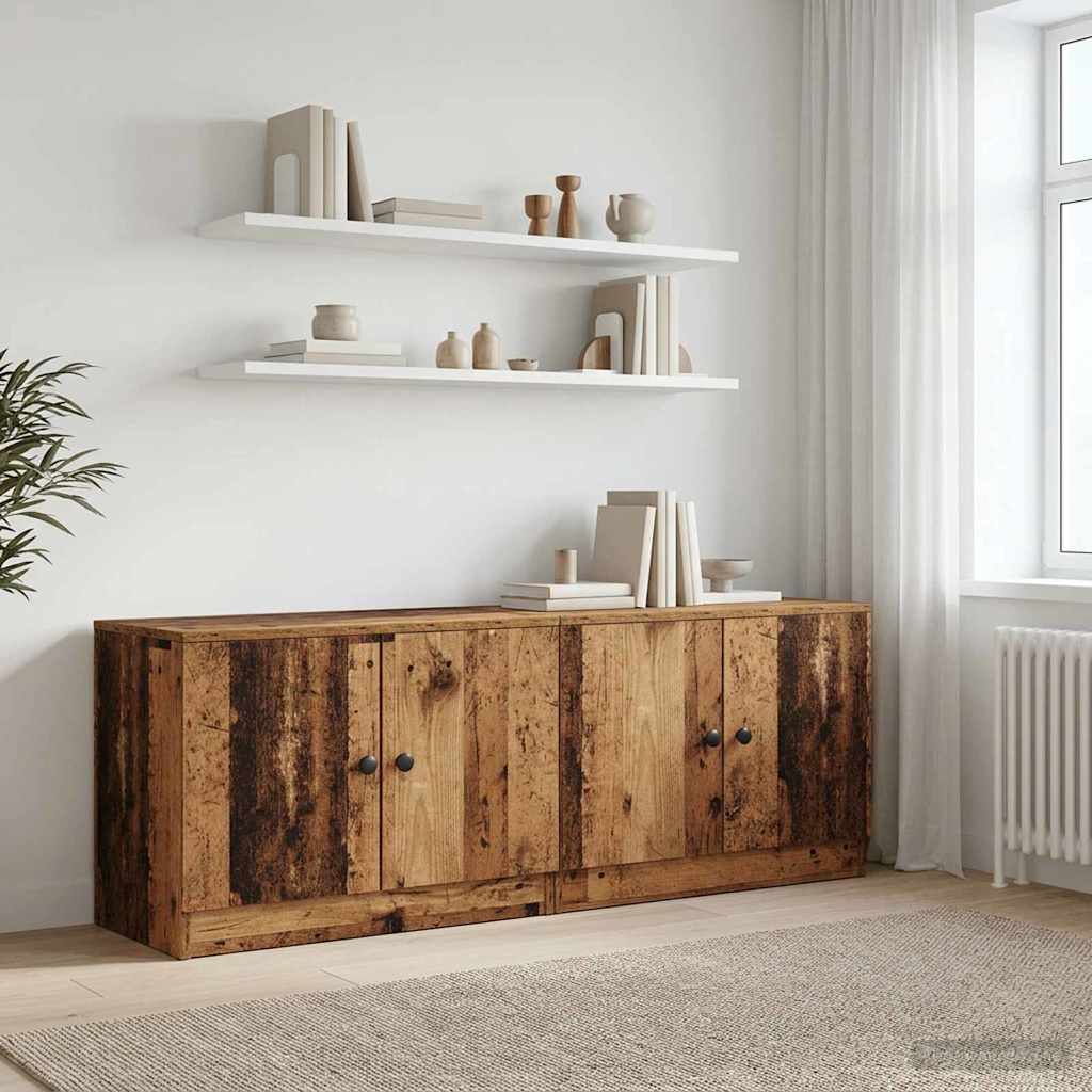 vidaXL Bed Cabinet 2 pcs Old Wood 66 x 35 x 48 cm Engineered Wood