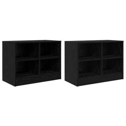 vidaXL Bed Cabinet 2 pcs Black Oak 66 x 33 x 48 cm Engineered Wood