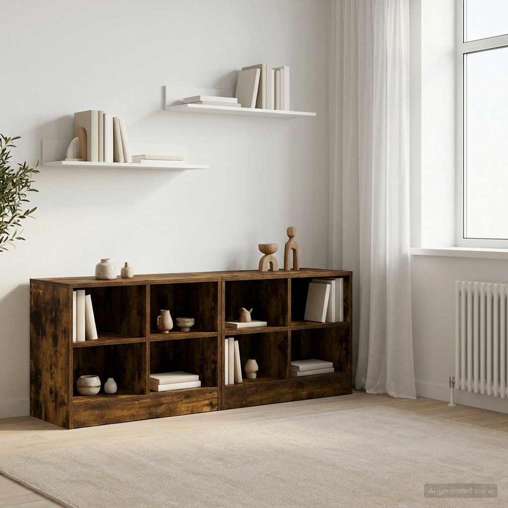 vidaXL Bed Cabinet 2 pcs Smoked Oak 66 x 33 x 48 cm Engineered Wood