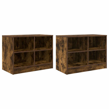 vidaXL Bed Cabinet 2 pcs Smoked Oak 66 x 33 x 48 cm Engineered Wood