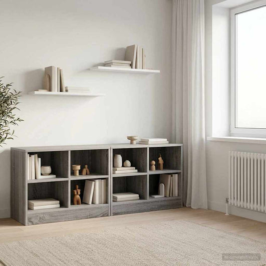 vidaXL Bed Cabinet 2 pcs Grey Sonoma 66 x 33 x 48 cm Engineered Wood