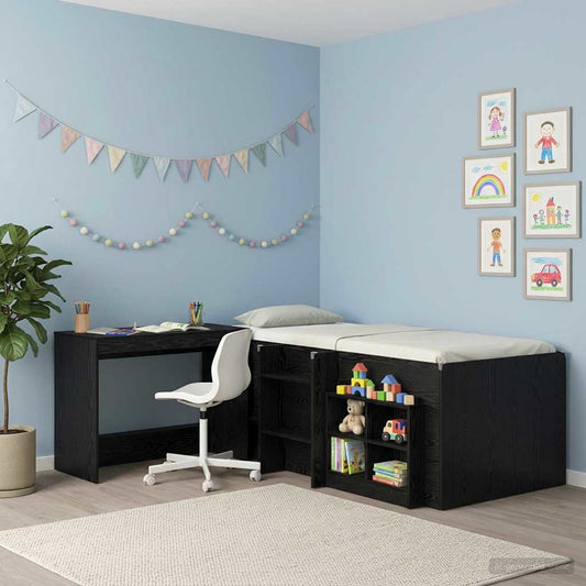vidaXL Bed Desk Black Oak Engineered Wood 100 x 45 x 75 cm