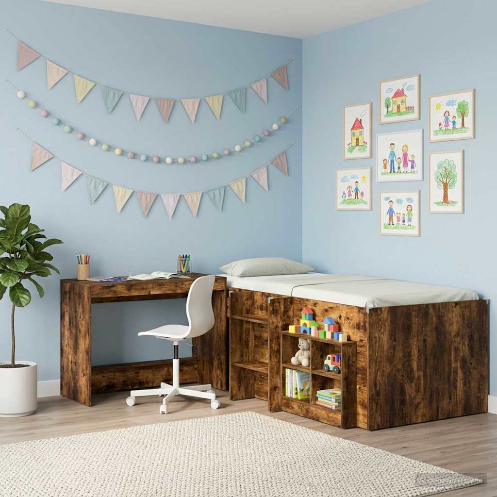 vidaXL Bed Desk Smoked Oak Engineered Wood 100 x 45 x 75 cm