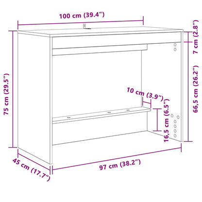 vidaXL Bed Desk Old Wood Engineered Wood 100 x 45 x 75 cm
