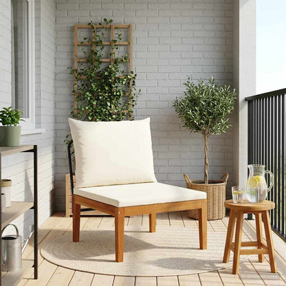 vidaXL Garden Middle Sofa with Cushions Solid Acacia Wood & Rope