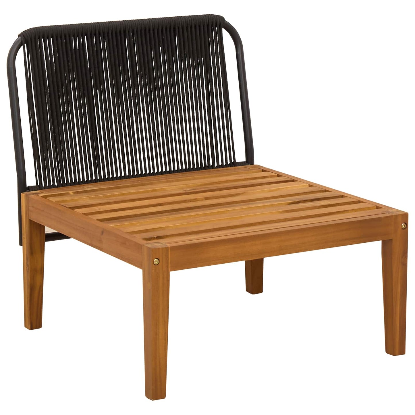 vidaXL Garden Middle Sofa with Cushions Solid Acacia Wood & Rope
