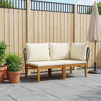 vidaXL 2 pcs Garden Lounge Set with Cushions Solid Acacia Wood & Rope