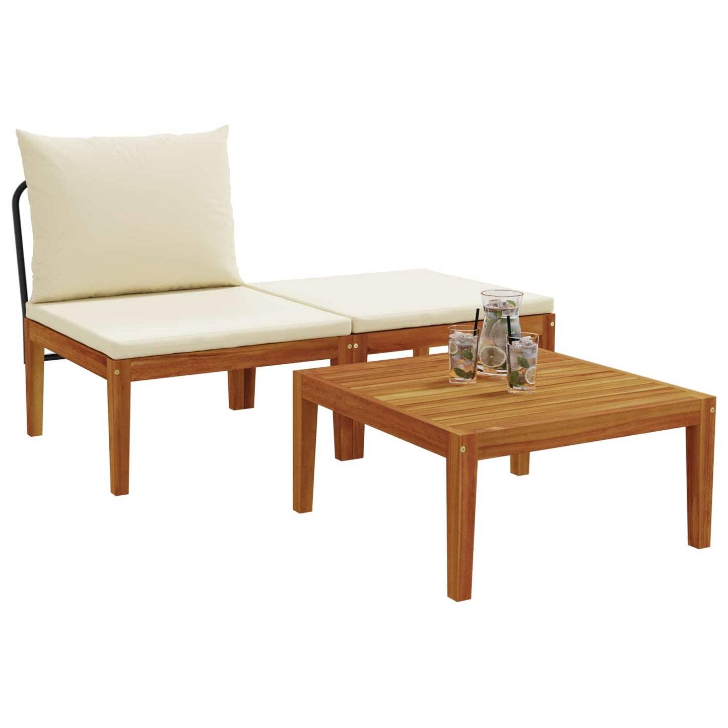 vidaXL 3 pcs Garden Lounge Set with Cushions Solid Acacia Wood & Rope