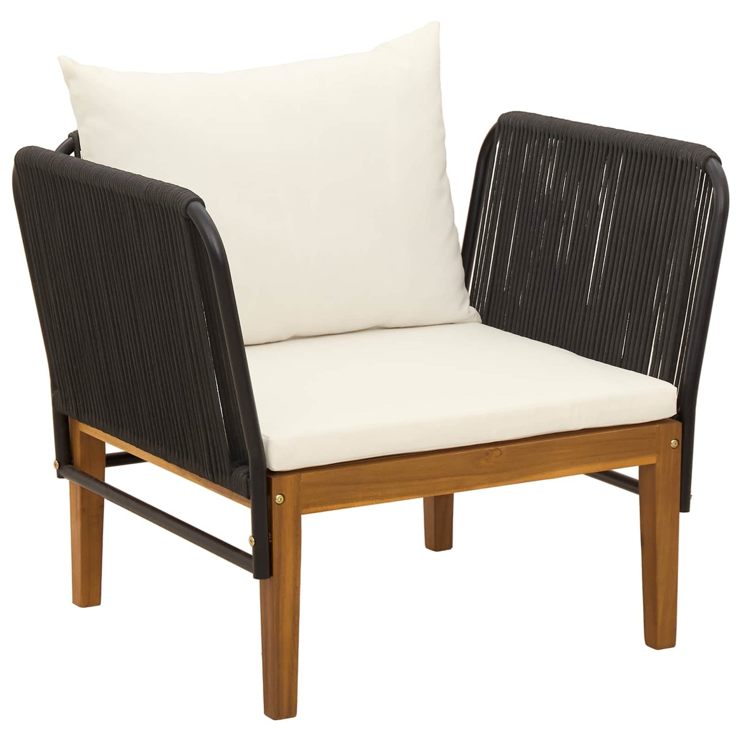 vidaXL Garden Chair with Cushions Solid Acacia Wood & Rope Natural