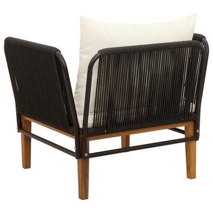 vidaXL Garden Chair with Cushions Solid Acacia Wood & Rope Natural