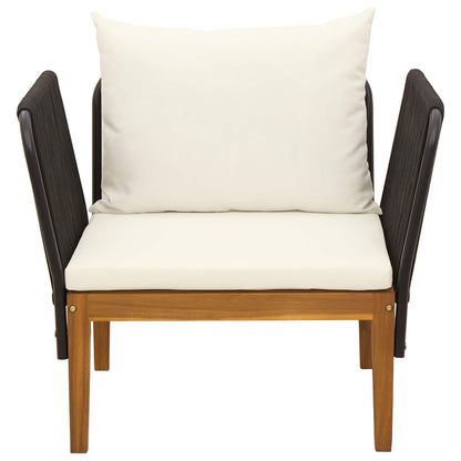 vidaXL Garden Chair with Cushions Solid Acacia Wood & Rope Natural