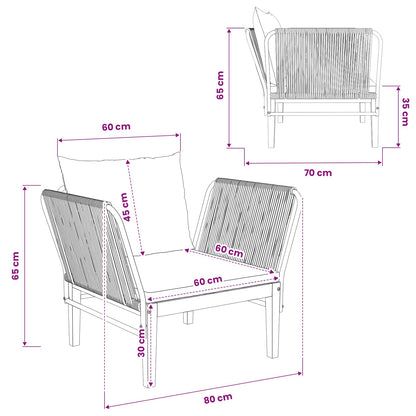 vidaXL Garden Chair with Cushions Solid Acacia Wood & Rope Natural