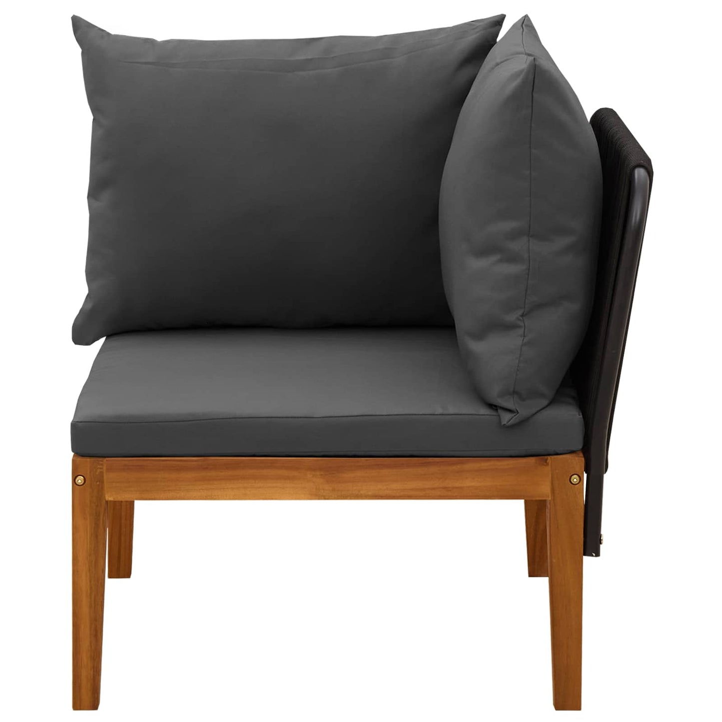 vidaXL Garden Corner Sofa with Cushions Solid Acacia Wood & Rope