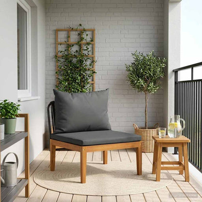vidaXL Garden Middle Sofa with Cushions Solid Acacia Wood & Rope