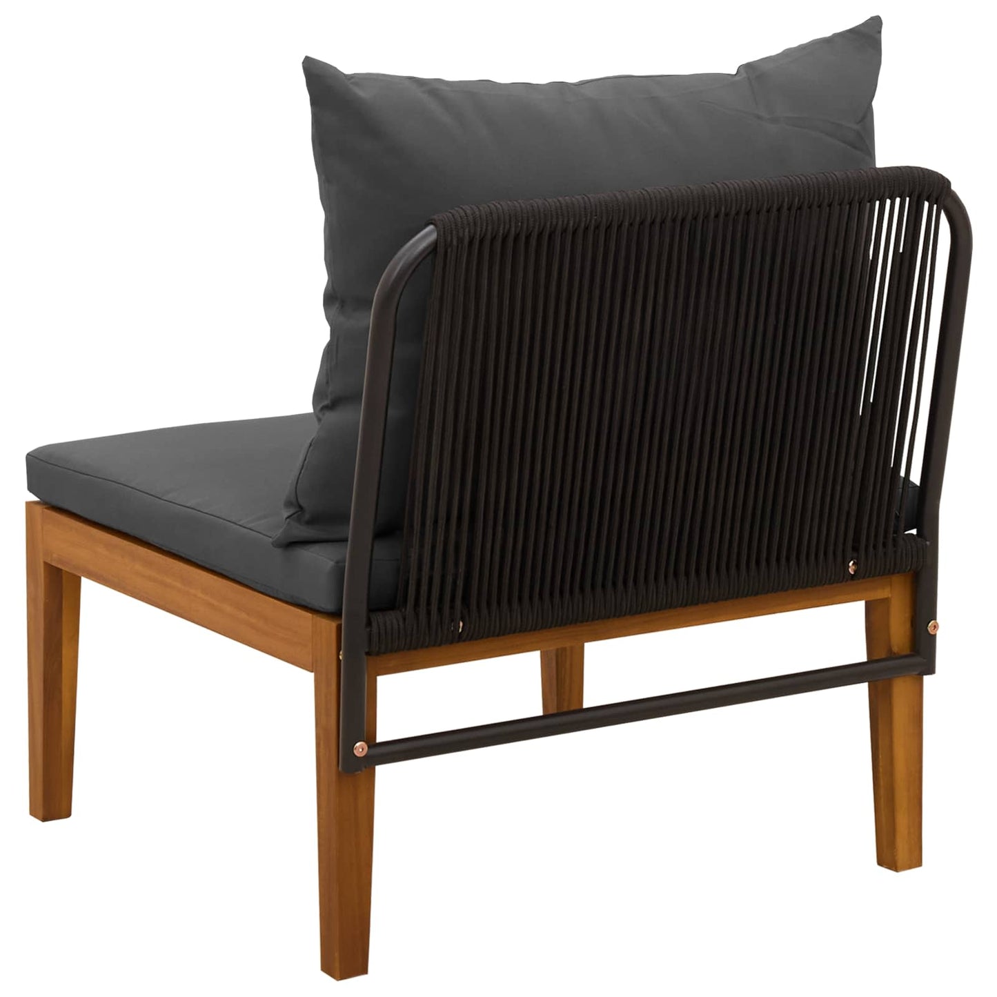 vidaXL Garden Middle Sofa with Cushions Solid Acacia Wood & Rope