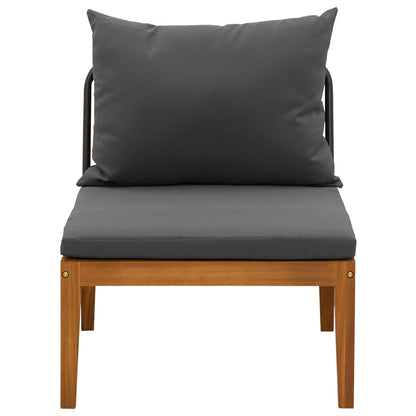 vidaXL Garden Middle Sofa with Cushions Solid Acacia Wood & Rope