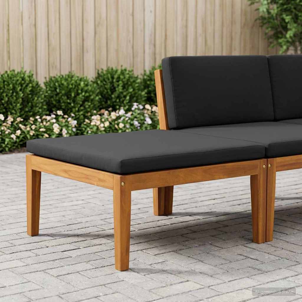 vidaXL Garden Footrest with Cushion Solid Acacia Wood Natural