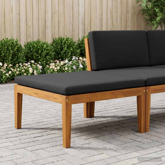 vidaXL Garden Footrest with Cushion Solid Acacia Wood Natural