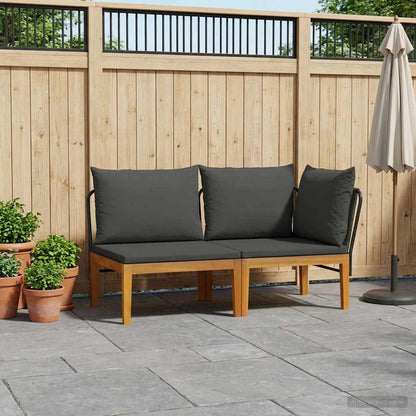 vidaXL 2 pcs Garden Lounge Set with Cushions Solid Acacia Wood & Rope