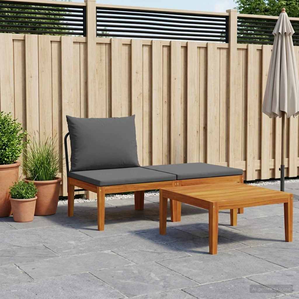 vidaXL 3 pcs Lounge Set Solid Acacia Wood Natural