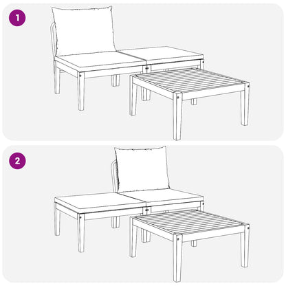 vidaXL 3 pcs Lounge Set Solid Acacia Wood Natural